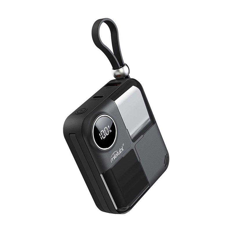 Power bank with built in data cable